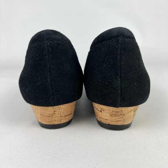 Donald J Pliner Womens Julie Black Suede Ballet Flat Cork Toe Low Wedge size 6.5 - Picture 4 of 15